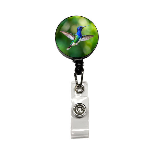 White Necked Jacobin Hummingbird Backyard Bird Retractable ID Key Card Name Tag Badge Holder with Clip
