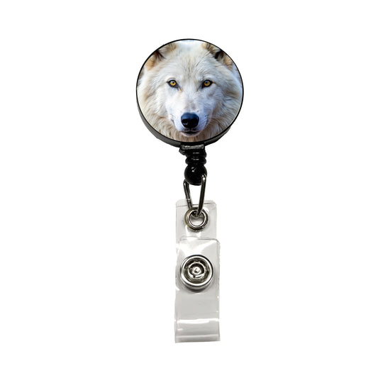 White Wolf Retractable ID Key Card Name Tag Badge Holder with Clip