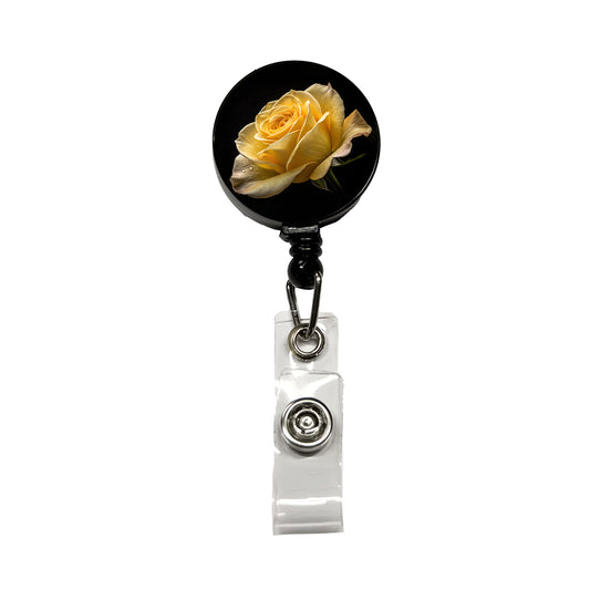 Yellow Rose Retractable ID Key Card Name Tag Badge Holder with Clip