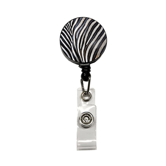 Zebra Black and White Stripes Pattern Retractable ID Key Card Name Tag Badge Holder with Clip