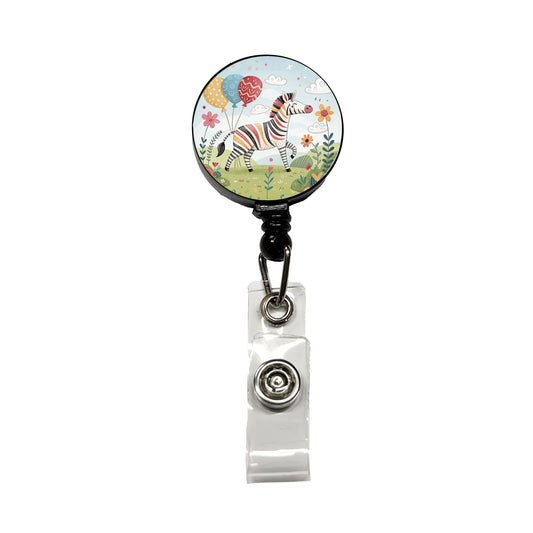 Zebra Children's Illustration Style Retractable ID Key Card Name Tag Badge Holder with Clip
