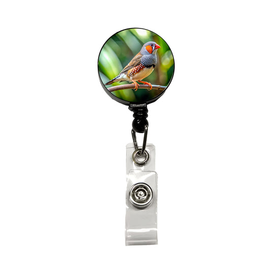 Zebra Finch Backyard Bird Retractable ID Key Card Name Tag Badge Holder with Clip