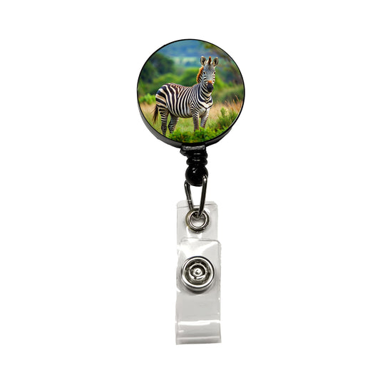 Zebra Retractable ID Key Card Name Tag Badge Holder with Clip