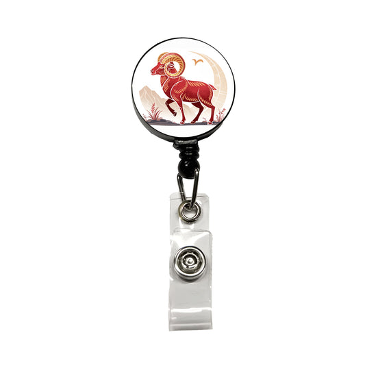 Zodiac Horoscope Symbol Aries Ram Retractable ID Key Card Name Tag Badge Holder with Clip