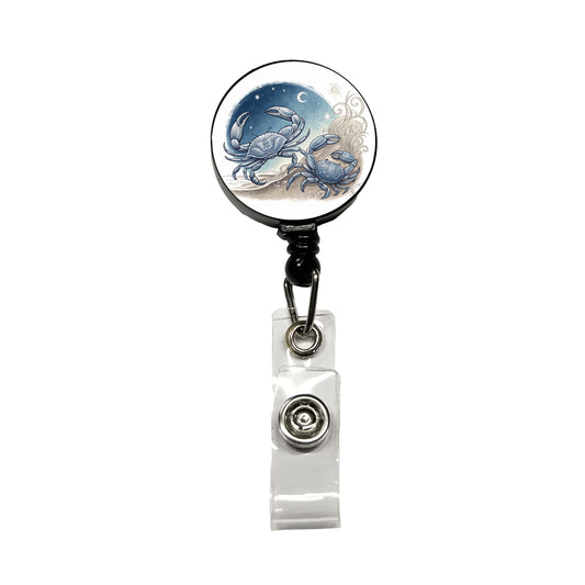 Zodiac Horoscope Symbol Cancer Crab Retractable ID Key Card Name Tag Badge Holder with Clip