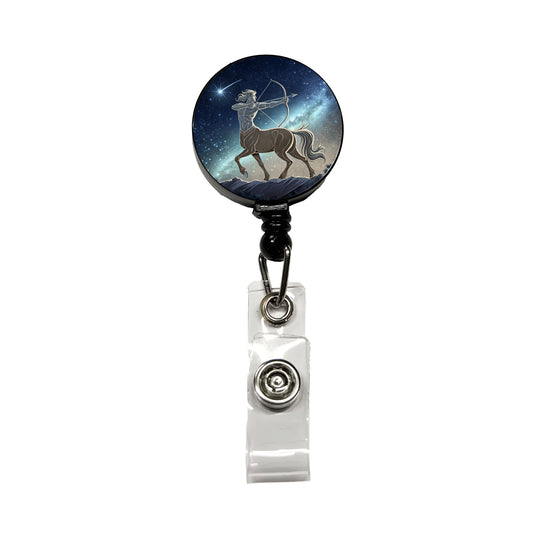 Zodiac Horoscope Symbol Sagittarius Centaur Retractable ID Key Card Name Tag Badge Holder with Clip