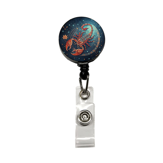 Zodiac Horoscope Symbol Scorpio Scorpion Retractable ID Key Card Name Tag Badge Holder with Clip