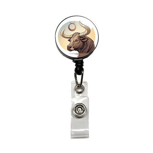 Zodiac Horoscope Symbol Taurus Bull Retractable ID Key Card Name Tag Badge Holder with Clip