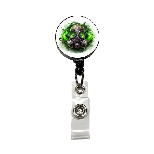 Zombie Outbreak Gas Mask Green Toxic Gas Retractable ID Key Card Name Tag Badge Holder with Clip
