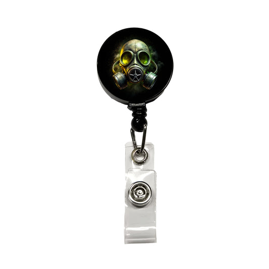 Zombie Outbreak Gas Mask Toxic Gas Retractable ID Key Card Name Tag Badge Holder with Clip