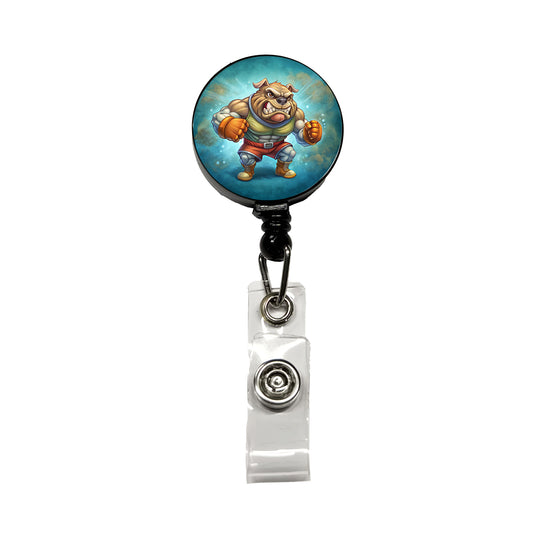 Fighting Bulldog School Mascot Retractable ID Key Card Name Tag Badge Holder with Clip