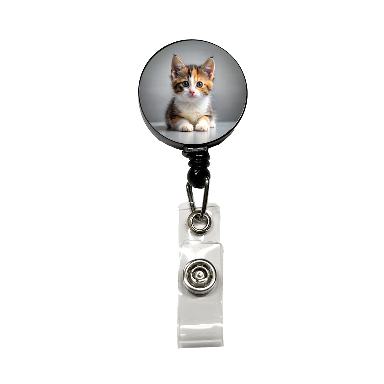 Calico Cat Kitten Photo Retractable ID Key Card Name Tag Badge Holder with Clip