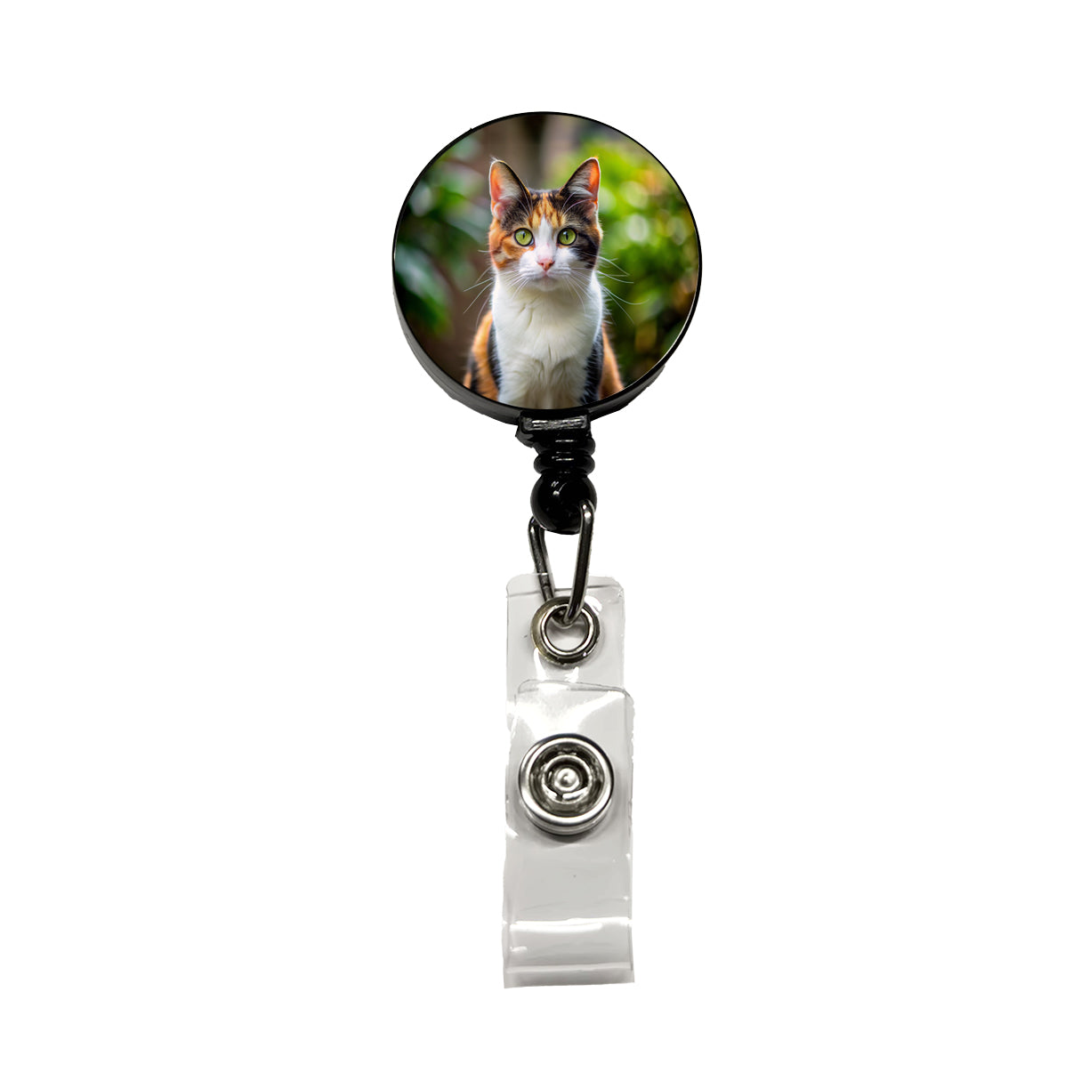 Calico Cat Photo Retractable ID Key Card Name Tag Badge Holder with Clip