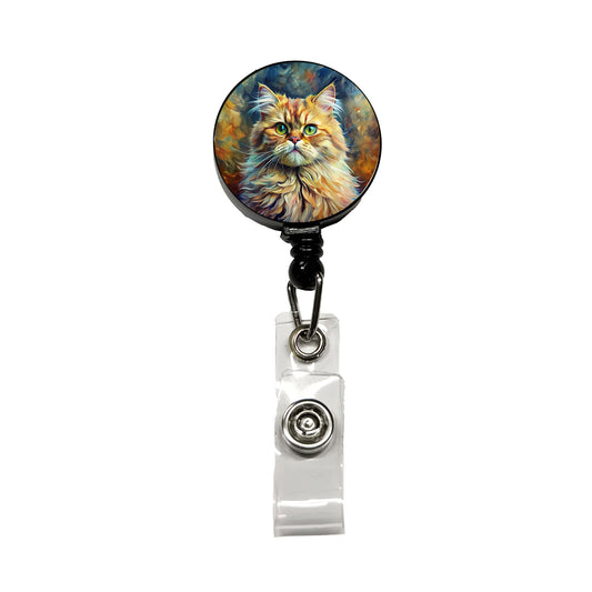 Persian Cat Expressionism Art Retractable ID Key Card Name Tag Badge Holder with Clip