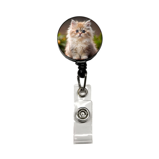 Persian Cat Kitten Photo Retractable ID Key Card Name Tag Badge Holder with Clip