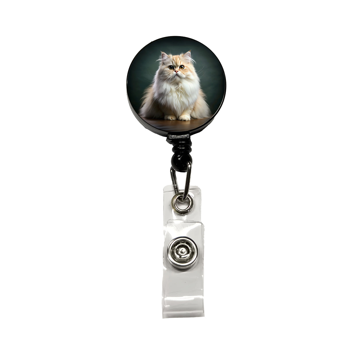 Persian Cat Photo Retractable ID Key Card Name Tag Badge Holder with Clip