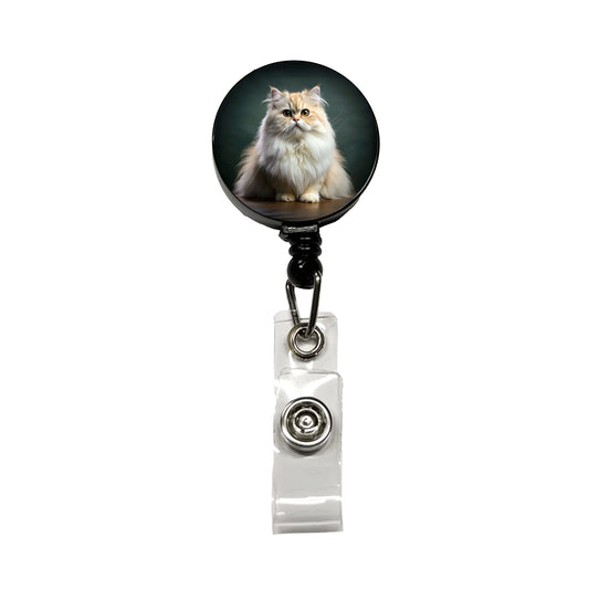 Persian Cat Photo Retractable ID Key Card Name Tag Badge Holder with Clip