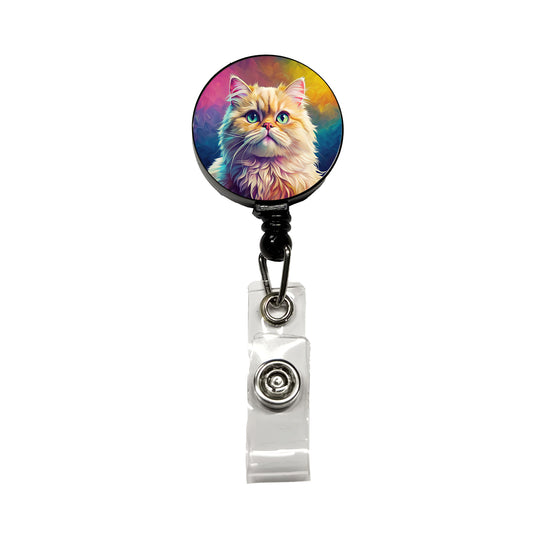 Persian Cat Pop Art Retractable ID Key Card Name Tag Badge Holder with Clip