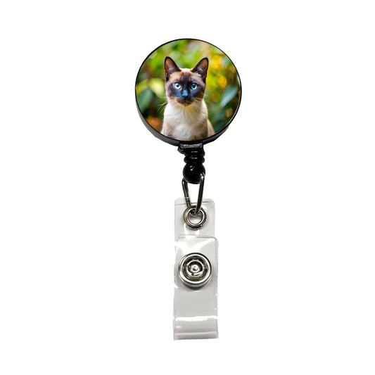 Siamese Cat Photo Retractable ID Key Card Name Tag Badge Holder with Clip