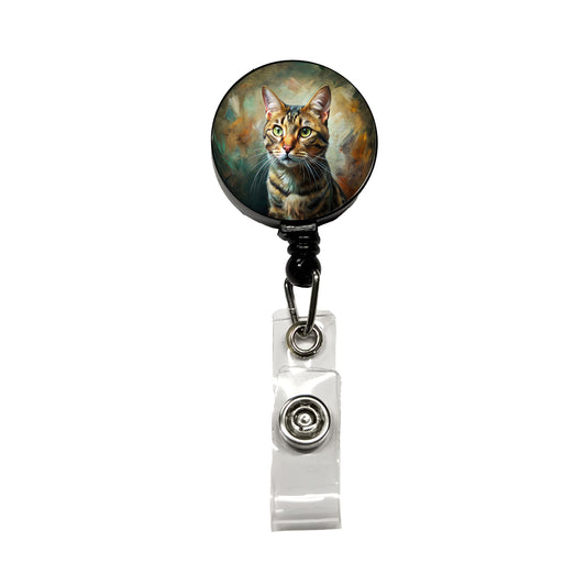 Tabby Cat Expressionism Art Retractable ID Key Card Name Tag Badge Holder with Clip