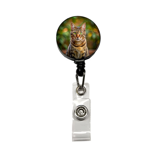 Tabby Cat Photo Retractable ID Key Card Name Tag Badge Holder with Clip