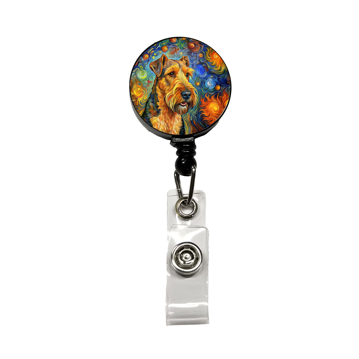 Airedale Terrier Dog Abstract Art Retractable ID Key Card Name Tag Badge Holder with Clip