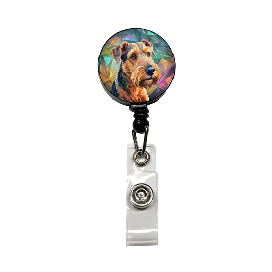 Airedale Terrier Dog Contemporary Art Retractable ID Key Card Name Tag Badge Holder with Clip