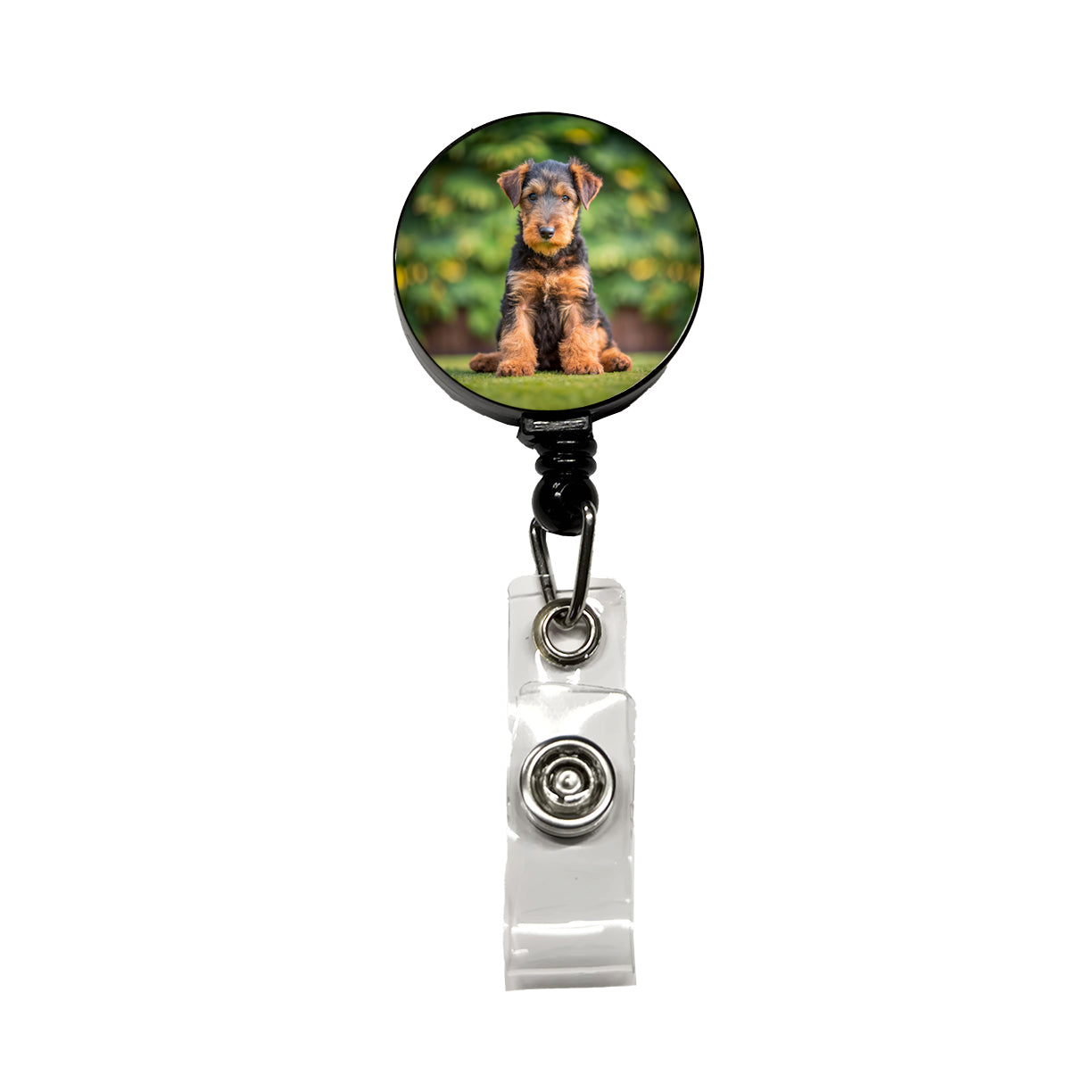 Airedale Terrier Dog Puppy Photo Retractable ID Key Card Name Tag Badge Holder with Clip