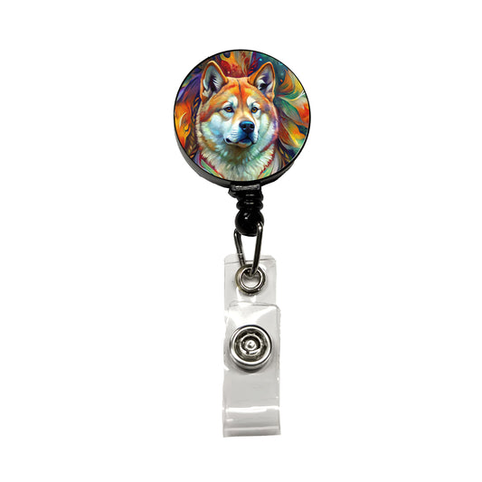 Akita Dog Abstract Art Retractable ID Key Card Name Tag Badge Holder with Clip