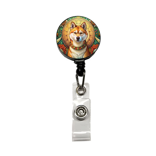 Akita Dog Art Nouveau Retractable ID Key Card Name Tag Badge Holder with Clip