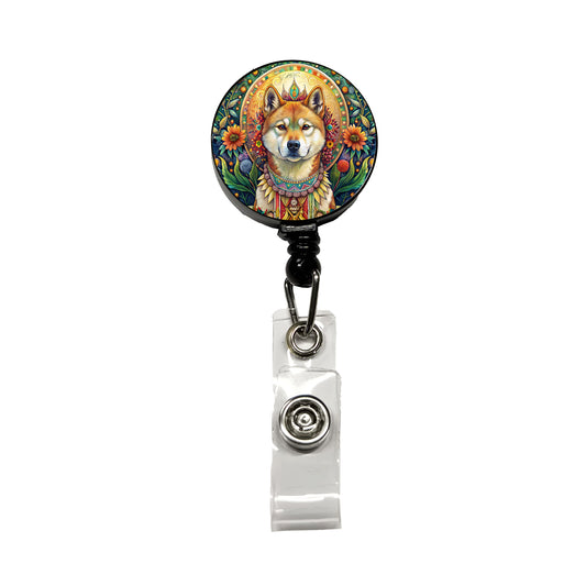 Akita Dog Bohemian Art Retractable ID Key Card Name Tag Badge Holder with Clip