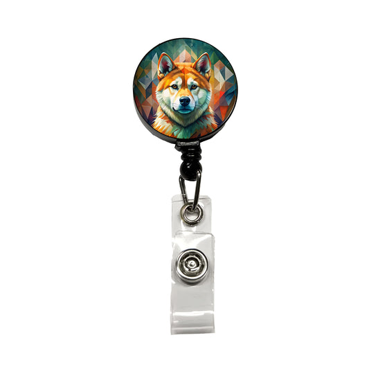 Akita Dog Contemporary Art Retractable ID Key Card Name Tag Badge Holder with Clip