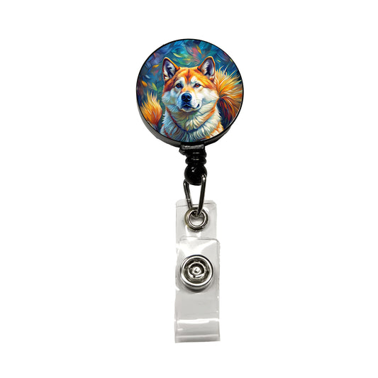 Akita Dog Expressionism Art Retractable ID Key Card Name Tag Badge Holder with Clip