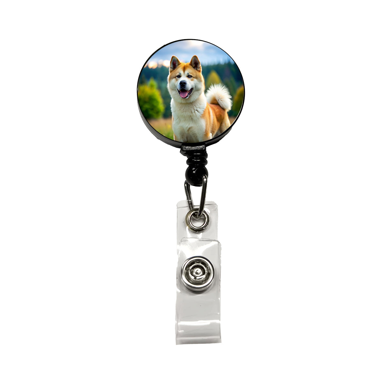 Akita Dog Photo Retractable ID Key Card Name Tag Badge Holder with Clip