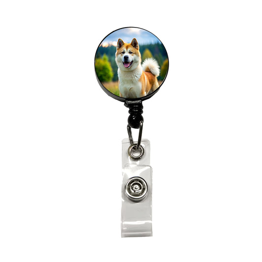 Akita Dog Photo Retractable ID Key Card Name Tag Badge Holder with Clip