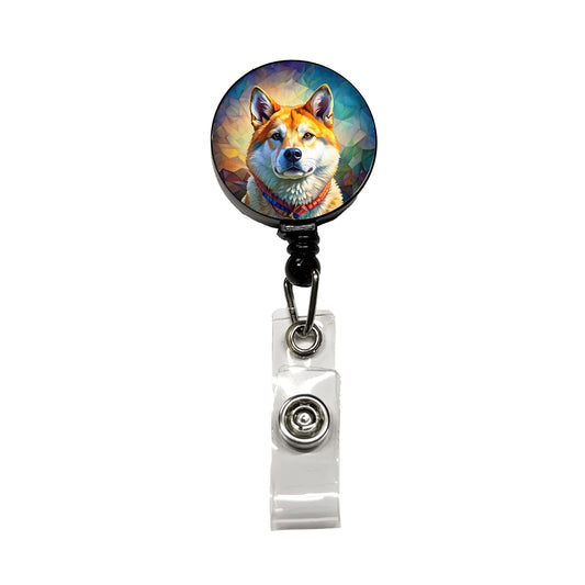 Akita Dog Pop Art Retractable ID Key Card Name Tag Badge Holder with Clip