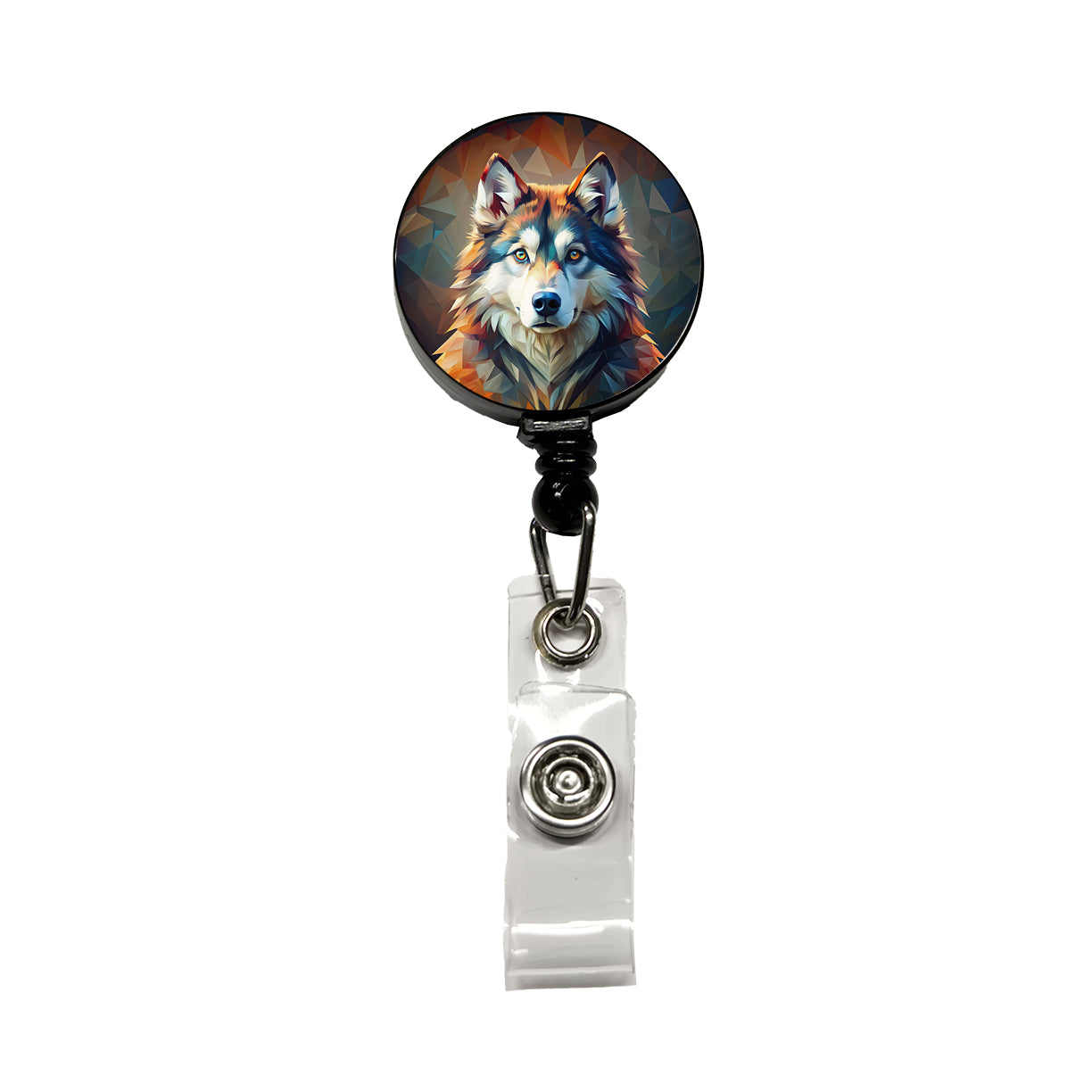 Alaskan Malamute Dog Abstract Stylized Art Retractable ID Key Card Name Tag Badge Holder with Clip