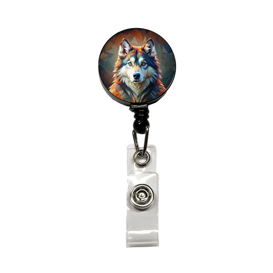 Alaskan Malamute Dog Abstract Stylized Art Retractable ID Key Card Name Tag Badge Holder with Clip