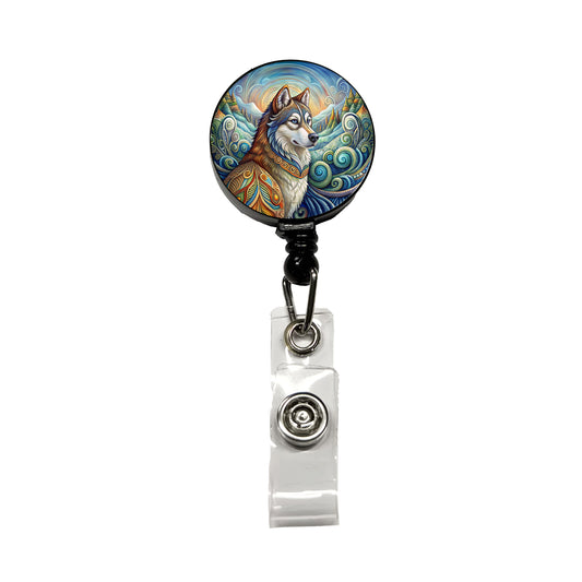 Alaskan Malamute Dog Art Nouveau Retractable ID Key Card Name Tag Badge Holder with Clip