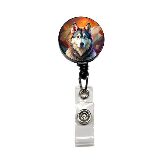 Alaskan Malamute Dog Contemporary Art Retractable ID Key Card Name Tag Badge Holder with Clip