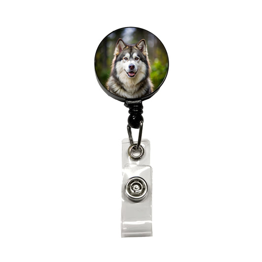 Alaskan Malamute Dog Photo Retractable ID Key Card Name Tag Badge Holder with Clip