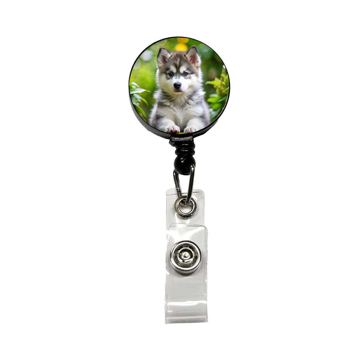 Alaskan Malamute Dog Puppy Photo Retractable ID Key Card Name Tag Badge Holder with Clip