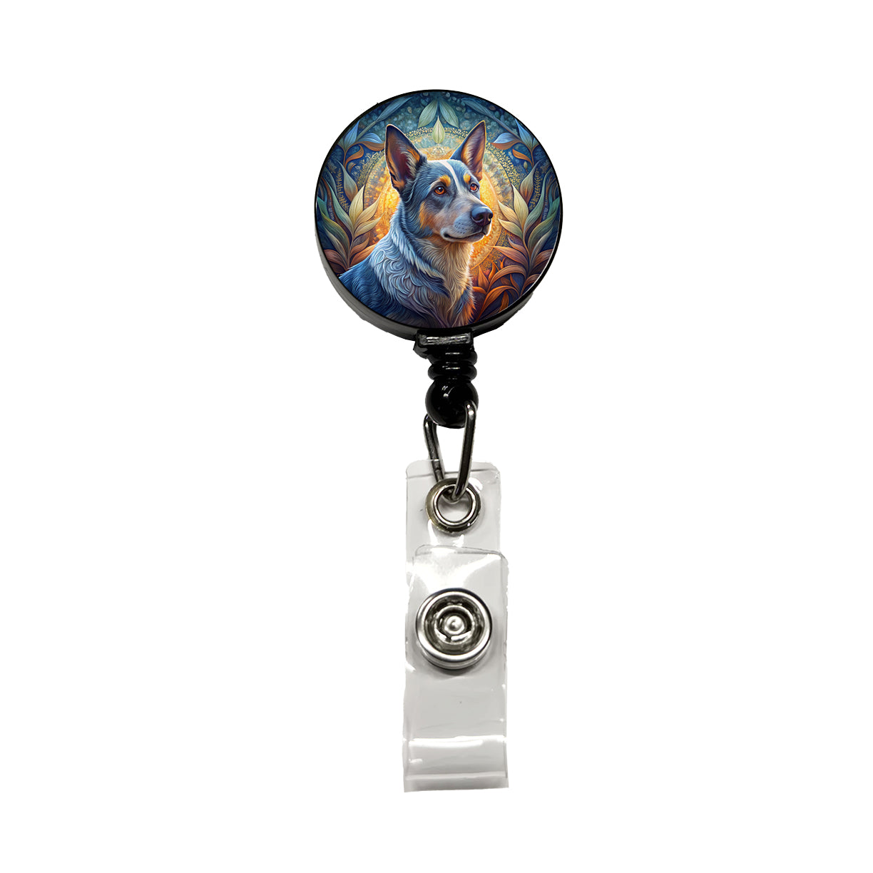 Australian Cattle Dog Art Nouveau Retractable ID Key Card Name Tag Badge Holder with Clip