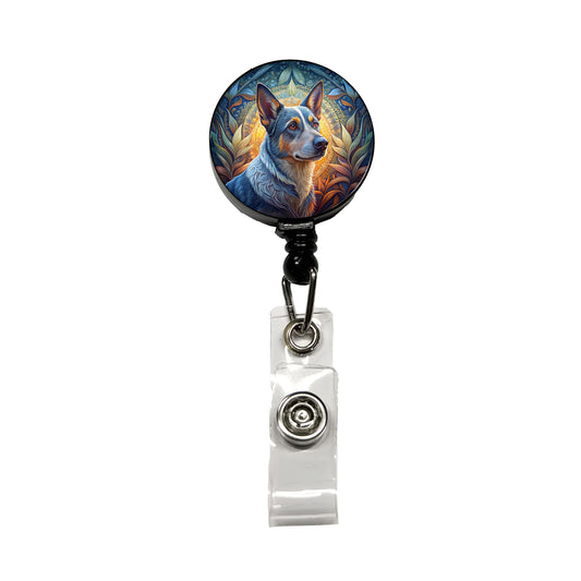 Australian Cattle Dog Art Nouveau Retractable ID Key Card Name Tag Badge Holder with Clip
