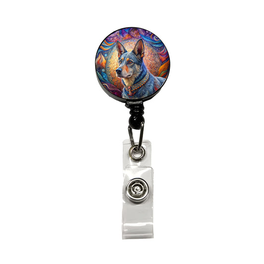 Australian Cattle Dog Bohemian Art Retractable ID Key Card Name Tag Badge Holder with Clip