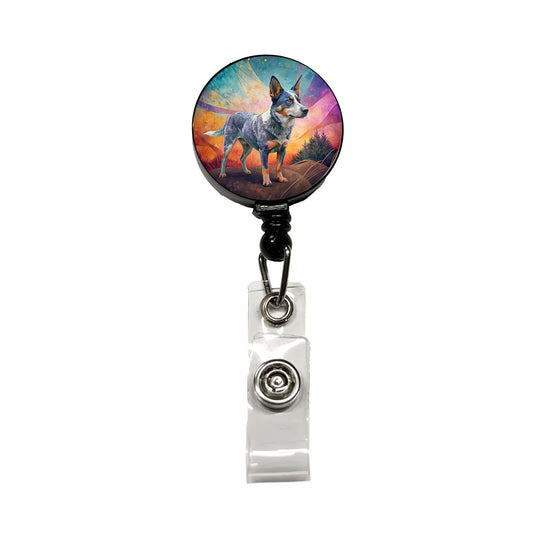 Australian Cattle Dog Contemporary Art Retractable ID Key Card Name Tag Badge Holder with Clip