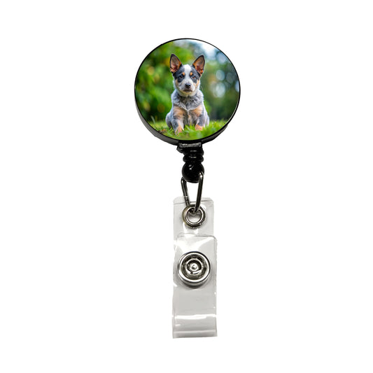 Australian Cattle Dog Puppy Photo Retractable ID Key Card Name Tag Badge Holder with Clip