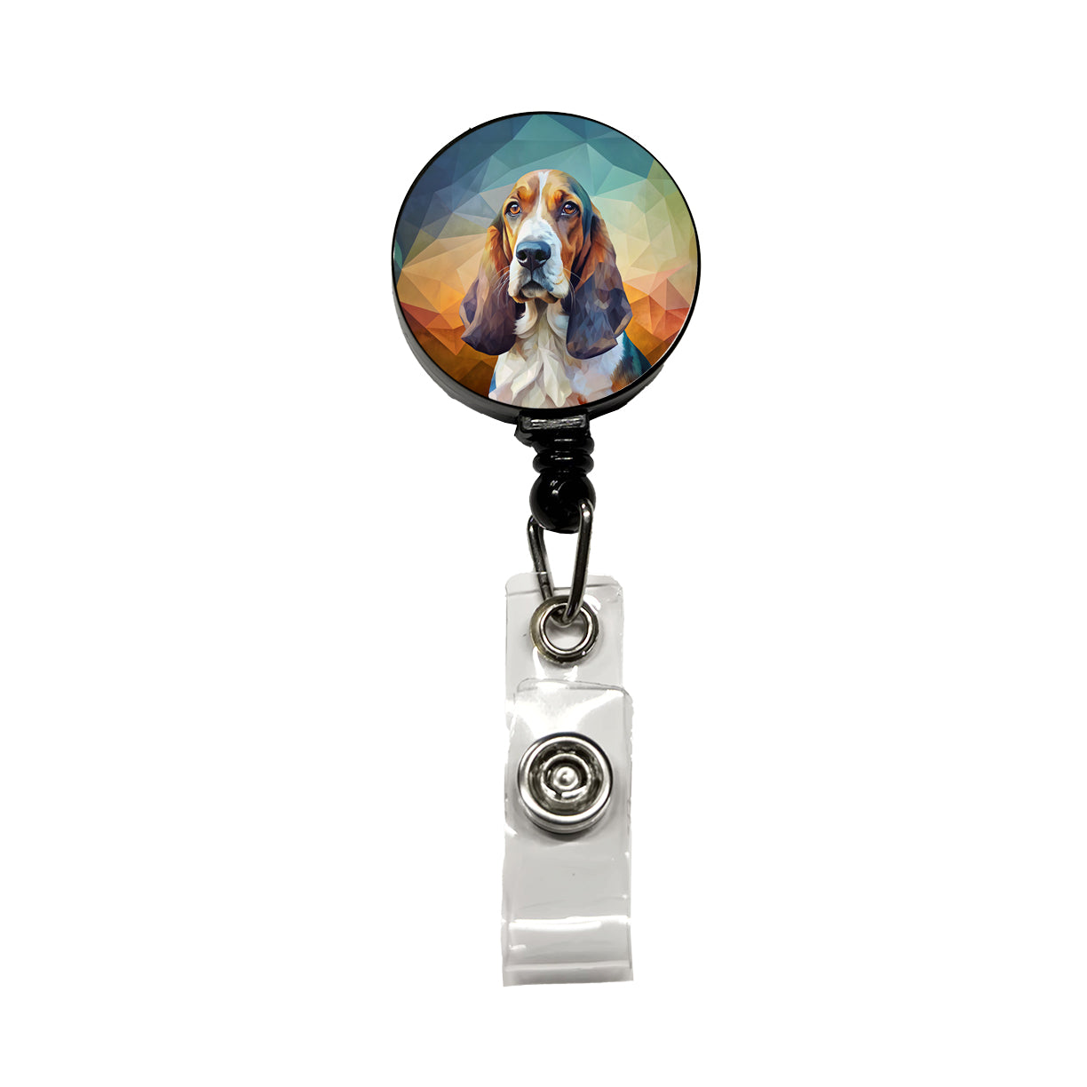 Basset Hound Dog Contemporary Art Retractable ID Key Card Name Tag Badge Holder with Clip