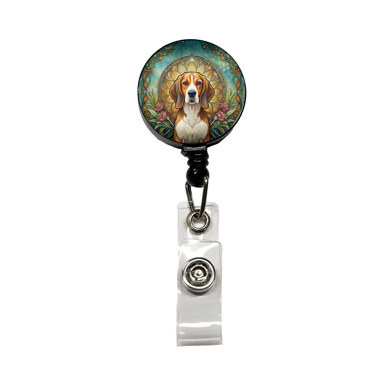 Beagle Dog Art Nouveau Retractable ID Key Card Name Tag Badge Holder with Clip