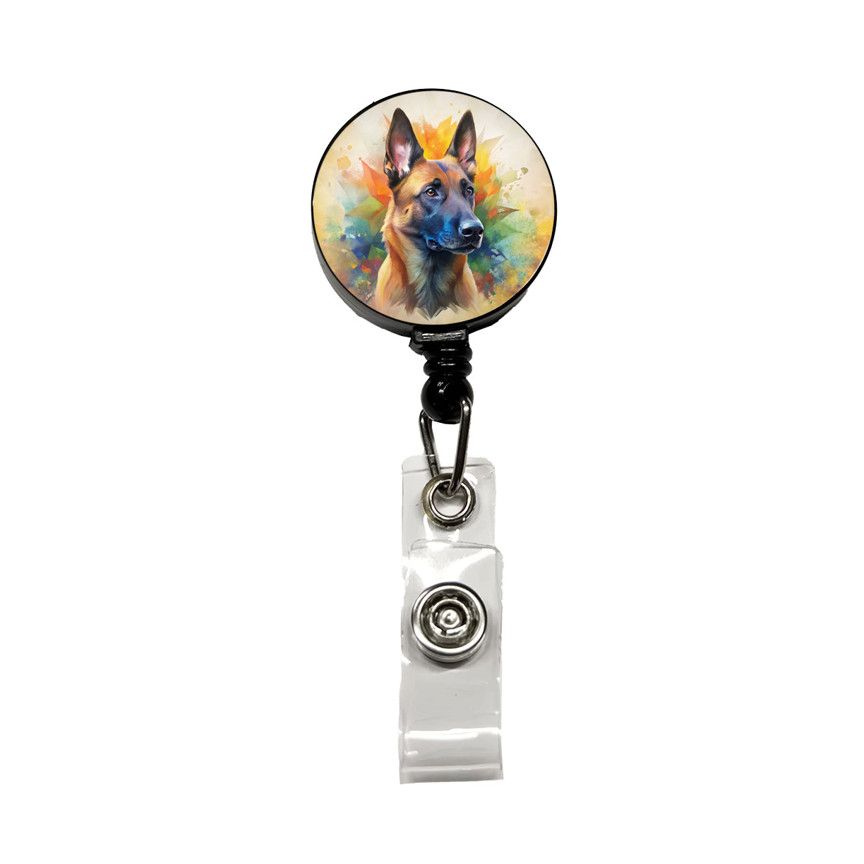 Belgian Malinois Dog Abstract Art Retractable ID Key Card Name Tag Badge Holder with Clip